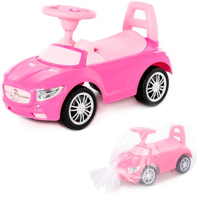 Каталка автомобиль SuperCar №1 со звуковым сигналом розовая 84477 П-Е /1/ - фото 69936280