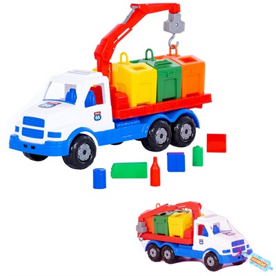 Автомобиль Сталкер контейнеровоз бело-синий 90379 П-Е /6/ - фото 69936343