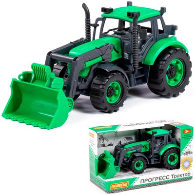 Автомобиль Погрузчик "Прогресс" инерционный зелёный в коробке 91796 П-Е /12/ - фото 69936395
