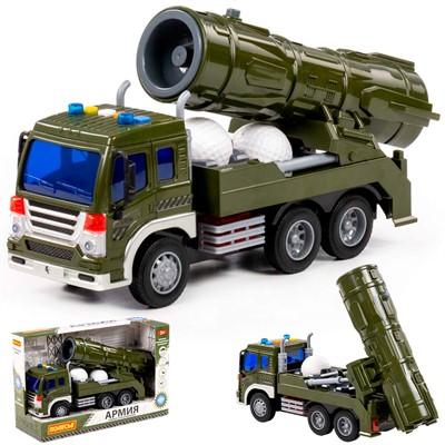 Автомобиль Сити с зенитно-ракетной установкой инерционный со светом и звуком в коробке 95329 П-Е - фото 69936549
