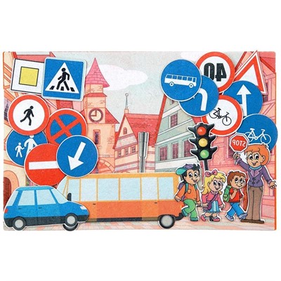 Развивающая игра из фетра "Дорожные знаки" с игровым полем LIP1137 - фото 69936591
