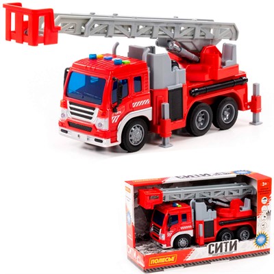 Автомобиль пожарный Сити №2 инерционный со светом и звуком в коробке 54545 П-Е /8/ - фото 69936644