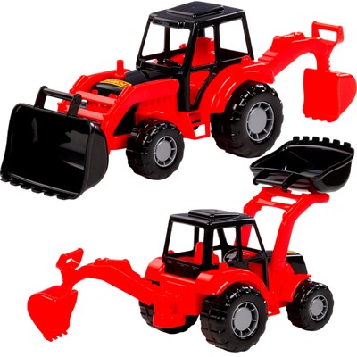 Трактор Мастер экскаватор красно-чёрный 24439 П-Е /12/. - фото 69936760