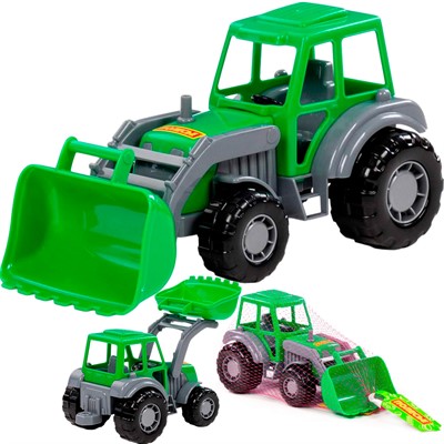 Трактор Мастер погрузчик серо-зелёный 24422 П-Е /12/. - фото 69936770