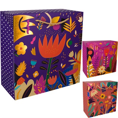 Пакет-коробка  27*27*13 см Цветы FG250926124D - фото 69936934