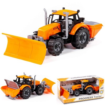 Трактор "Прогресс" снегоуборочный инерционный оранжевый в коробке 91772 П-Е /8/ - фото 69938119