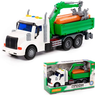 Автомобиль Профи бортовой с манипулятором инерционный со светом и звуком зеленый в коробке 96142 П-Е /8/ - фото 69938164