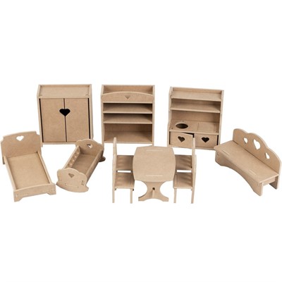 Мебель для кукол 11 предметов (без окрашивания) - фото 69938552