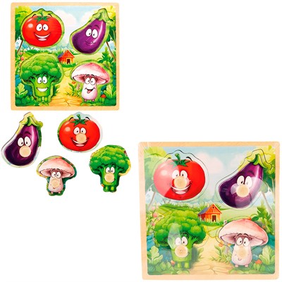 Деревянная Рамка-вкладыш Овощи на грядке 15x15x0,6 см ИД-0174 - фото 69938743