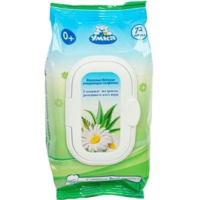 Влажные детские салфетки Умка с клапаном 72 шт. Заботливая мама 112803-UM - фото 69939173