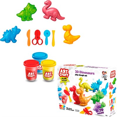 Набор для творчества Набор для лепки Динозаврики, тесто 3х56г 03995 AЯT CRAFT - фото 69939493