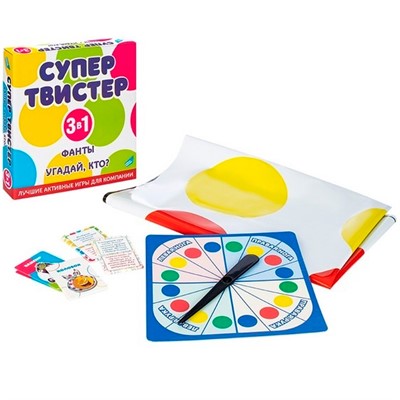 Игра Супертвистер 3в1. Твистер. Фанты. Угадай, кто? 2314C - фото 69939679