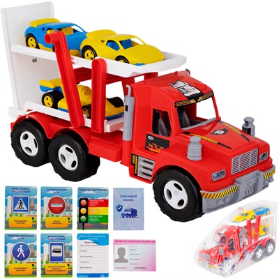 Автовоз с карточками водителя КРОКОТАМ красный А-7097 /5/ - фото 69940014