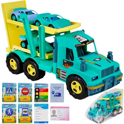 Автовоз с карточками водителя КРОКОТАМ зеленый А-8007 /5/ - фото 69940024