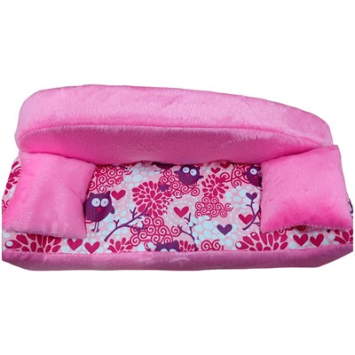 Мебель мягкая  диван, 2 подушки "Цветы сирень" со светло-розовым плюшем НМ-002/1-35 СТОК - фото 69940410