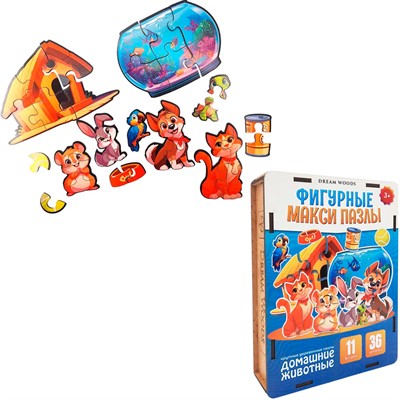 Деревянный Пазл-фигурки макси Домашние животные T-008 - фото 69940702