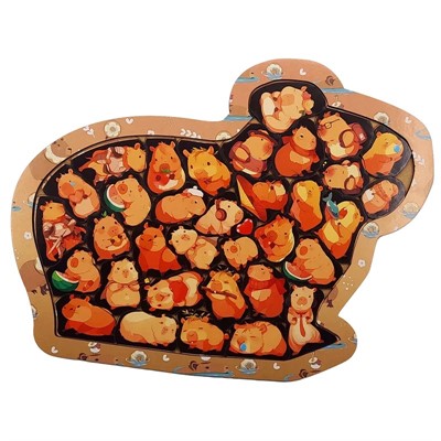 Деревянный Пазл в рамке для детей Капибары R-010 - фото 69940738