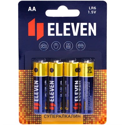 Батарейка Eleven SUPER AA (LR6) алкалиновая, BC4 / цена за 4 шт / 301756 - фото 69941127