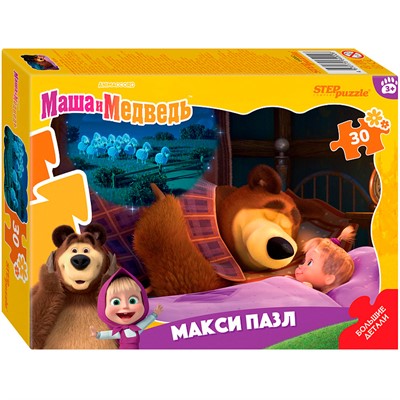 Пазл 30 МАКСИ Контурный Маша и Медведь 64002 Степ - фото 69941146
