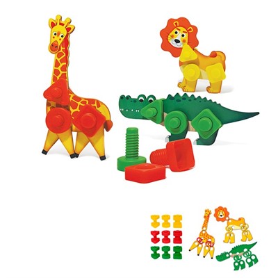 Болты и Гайки тип 2 "Зоопарк" 9 болтов и 9 гаек, детали животных 1412 в пак. - фото 69941403