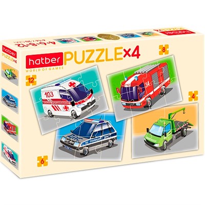 Пазл 4-6-8-12 эл Служебные авто ПЗ5_28753 Hatber - фото 69941452