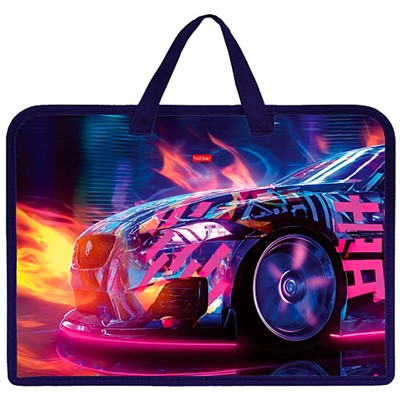 Папка для тетрадей на молнии 1 отделение Neon Drift с ручками 094464 - фото 69941637