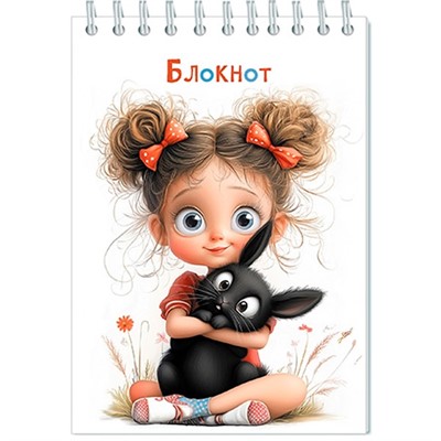 Блокнот 80 л. А6 Малышка с кроликом С4173-107 - фото 69941797