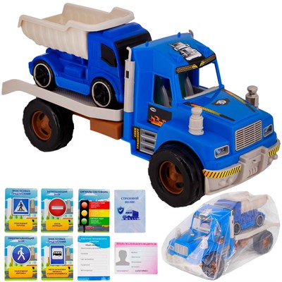 Автовоз с карточками водителя КРОКОТАМ синий А-7077 /8/ - фото 69942637