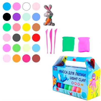 Mасса для лепки 24 цв. 10 гр. пластиковые стеки 3 шт в комплекте M-4196-24 - фото 69942921