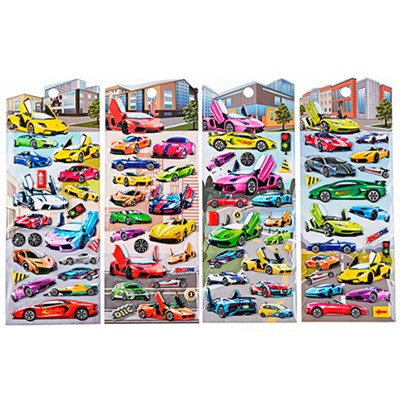 Наклейки Машинки 9.5*25 см, 4 дизайна M-20382 - фото 69942923