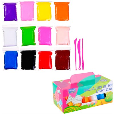 Mасса для лепки 12 цв. 10 гр. пластиковые стеки 3 шт в комплекте M-4196-12A - фото 69942935