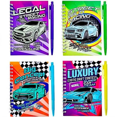 Набор блокнот 38 л. и ручка шариковая автоматическая Машинки ассорти M-3195 - фото 69942975