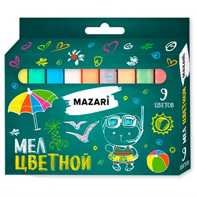 Мел цветной 9 шт. M-17312 - фото 69942978