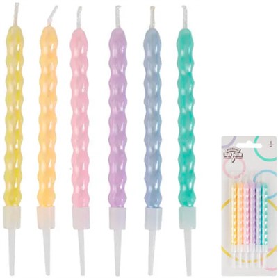 Свечи для торта Косичка Пастель перлам 10см 6шт - фото 69944526