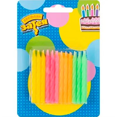 Свечи для торта Неон 6см 24шт 1502-6141 - фото 69944745