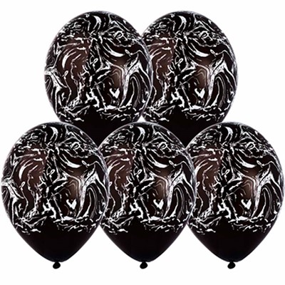 Шар 14" шелкография паст Мрамор черн/белый 25шт / цена за упак/ 1103-3081 - фото 69944749