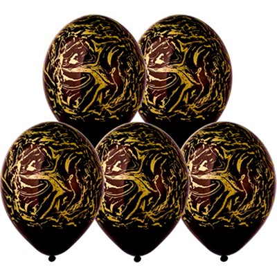 Шар 14" шелкография паст Мрамор черн/золотой 25шт / цена за упак/ 1103-3080 - фото 69944754