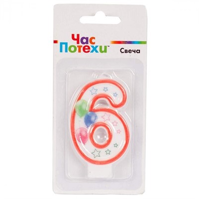 Свеча цифра "6" Шары 7 см 1502-4393 - фото 69944755