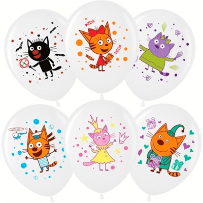 Шар 12" Три Кота Играем вместе белый 1103-3045 /цена за упак 25шт / - фото 69944760