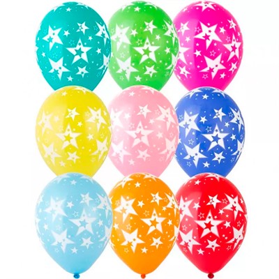 Шар 12" Шелкография пастель Звезды Большие 50 шт 1103-0696 /цена за упак/ - фото 69944785