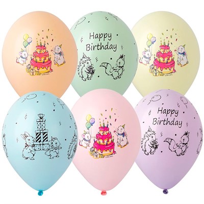 Шар 14" шелк ДР Милые зверушки 1103-2902 25 шт /цена за уп - фото 69944793