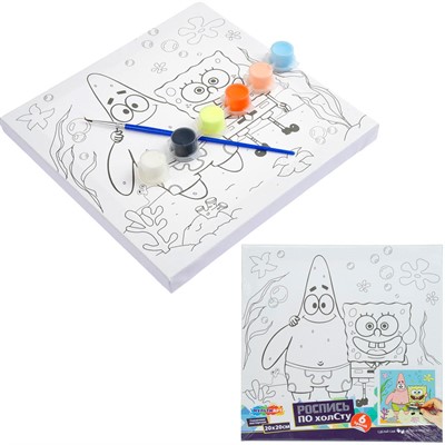 Набор Для Творчества Холст для росписи 20*20 см Спанч Боб и Патрик МУЛЬТИ АРТ CANV20X20-131171 - фото 69944978