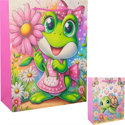 Пакет 18х23х10см с блестками,Звери 141V-913 - фото 69945854