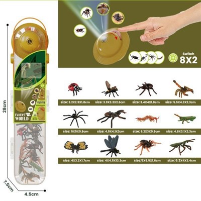 Набор животных 2210-2 Насекомые с проектором в тубе - фото 69945874