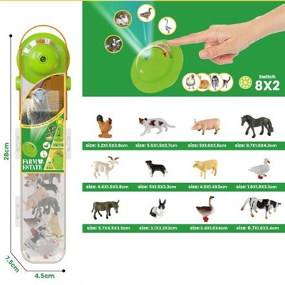 Набор животных 2210-8 Домашние с проектором в тубе - фото 69945882