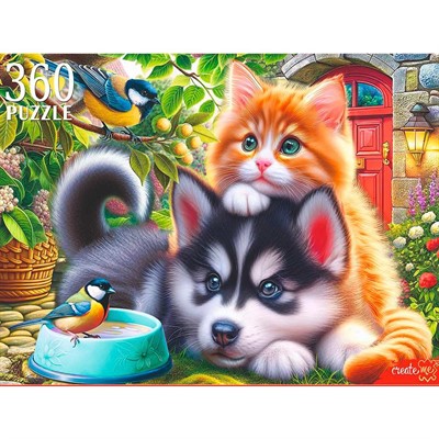 Пазл 360 Милый щенок с котенком Ф360-3354 - фото 69946520