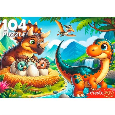 Пазл 104 Дружные динозавры Ф104-4534 - фото 69946569