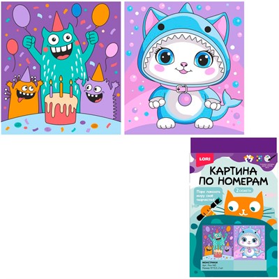 Набор для творчества Картина по номерам 15*13,5, 2 шт Монстрики Ркн-140 Lori - фото 69947415