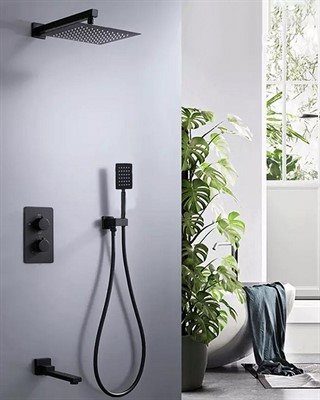 Weber Встраиваемый душевой комплект с термостатом 3 режима TVZ-0808 Чёрный - фото 69967732