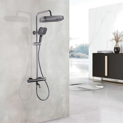 Deivon Душевая стойка с термостатическим смесителем SDI-1836 Оружейная сталь - фото 69967881